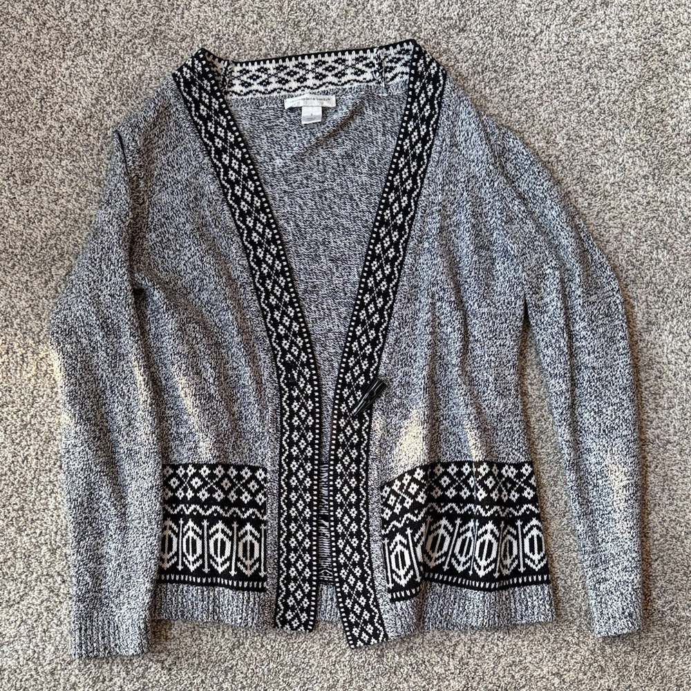 Christopher & Banks Gray and Black Sweater